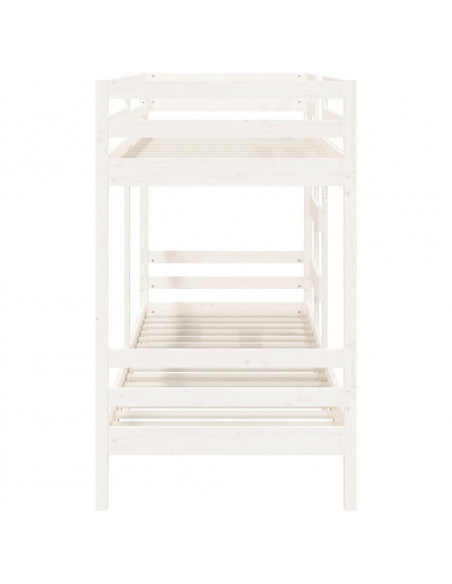 Letto a Castello Bianco 80x200 cm in Legno Massello di Pino