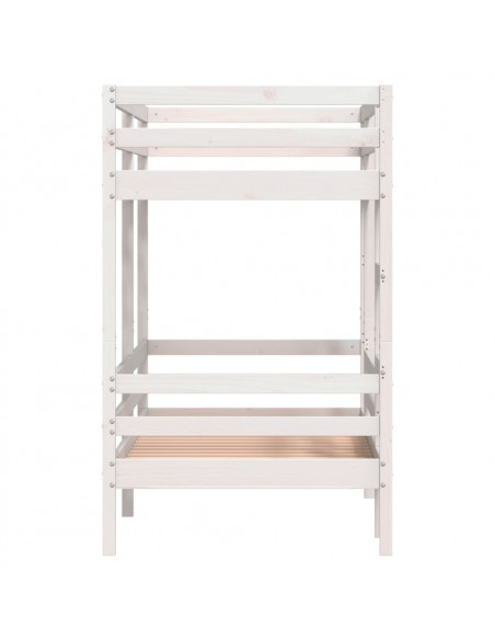 Letto a Castello Bianco 80x200 cm in Legno Massello di Pino