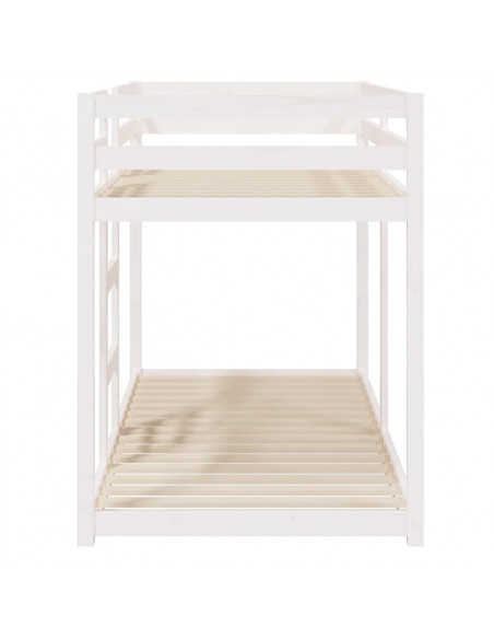 Letto a Castello Bianco 80x200 cm in Legno Massello di Pino