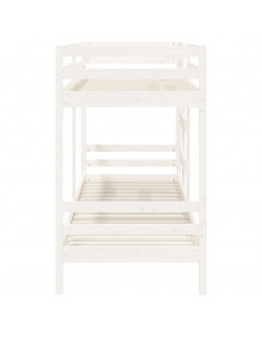 Letto a Castello Bianco 90x190 cm in Legno Massello di Pino