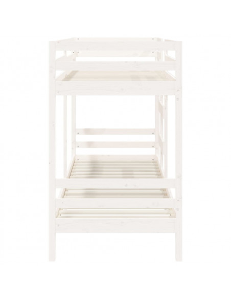 Letto a Castello Bianco 90x190 cm in Legno Massello di Pino