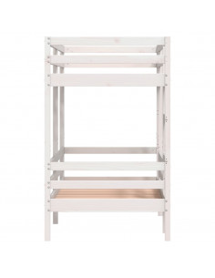 Letto a Castello Bianco 90x190 cm in Legno Massello di Pino