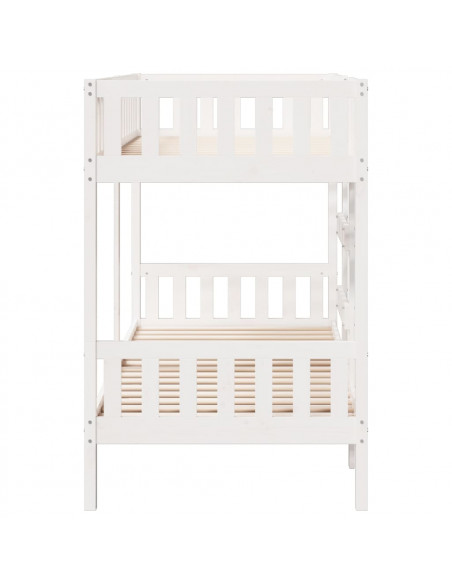 Letto a Castello Bianco 90x190 cm in Legno Massello di Pino