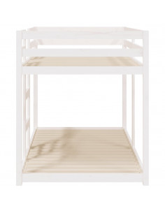 Letto a Castello Bianco 90x190 cm in Legno Massello di Pino
