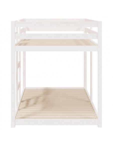 Letto a Castello Bianco 90x190 cm in Legno Massello di Pino
