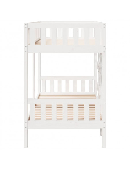 Letto a Castello Bianco 90x200 cm in Legno Massello di Pino