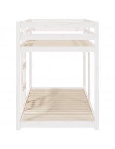 Letto a Castello Bianco 90x200 cm in Legno Massello di Pino