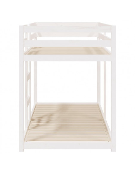Letto a Castello Bianco 90x200 cm in Legno Massello di Pino