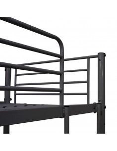 Letto a Castello con Tavolino Nero in Metallo 90x200 cm