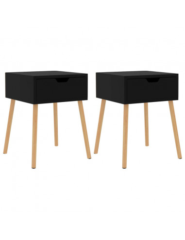 Comodini 2 pz Nero Lucido 40x40x56 cm in Legno Multistrato