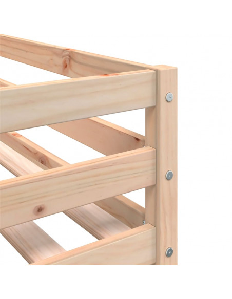 Letto a Castello con Tende Rosa 90x200 cm Legno Massello Pino