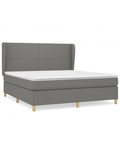 Giroletto a Molle con Materasso Grigio Scuro 180x200 cm Tessuto