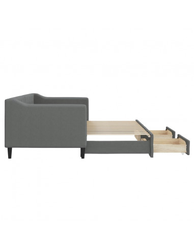 Divano Letto Estraibile Cassetti Grigio Scuro 80x200cm Tessuto
