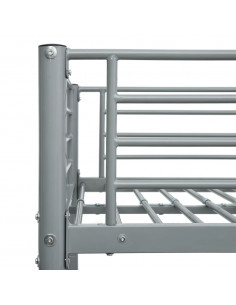 Letto a Castello Grigio in Metallo 90x200 cm