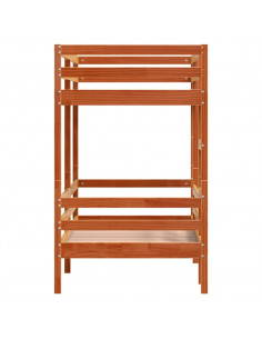 Letto a Castello Marrone Cera 75x190 cm in Legno di Pino