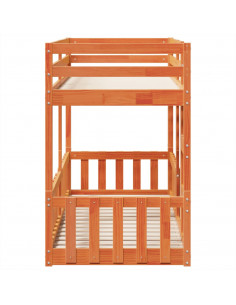 Letto a Castello Marrone Cera 75x190 cm in Legno di Pino