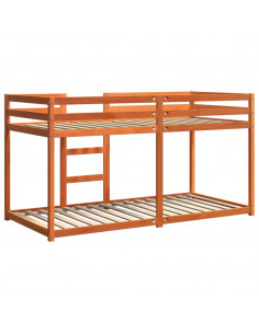 Letto a Castello Marrone Cera 80x200 cm in Legno di Pino