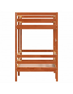 Letto a Castello Marrone Cera 90x190 cm in Legno di Pino