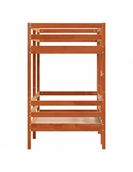 Letto a Castello Marrone Cera 90x190 cm in Legno di Pino