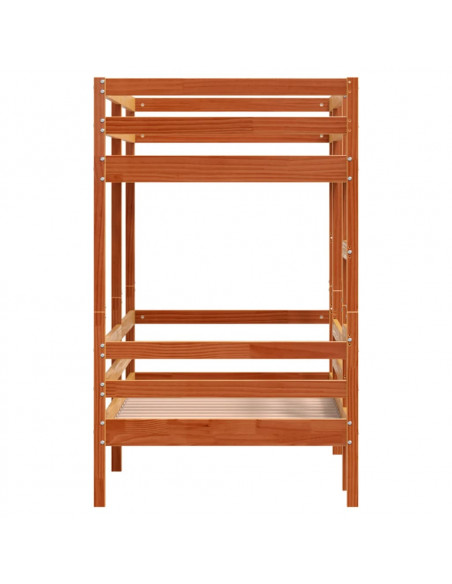 Letto a Castello Marrone Cera 90x200 cm in Legno di Pino