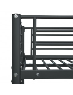 Letto a Castello Nero in Metallo 140x200 cm/90x200 cm