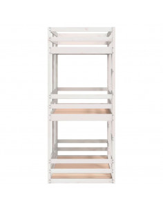 Letto a Castello Triplo Bianco 80x200 cm Legno Massello di Pino