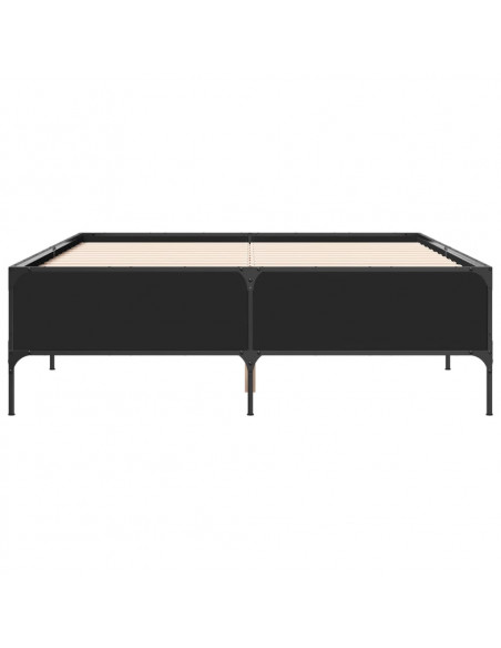 Giroletto Nero 140x200 cm in Legno Multistrato e Metallo