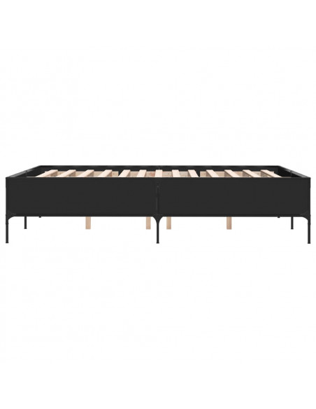 Giroletto Nero 140x200 cm in Legno Multistrato e Metallo