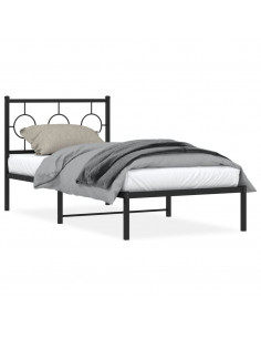 Giroletto con Testiera in Metallo Nero 90x190 cm 2