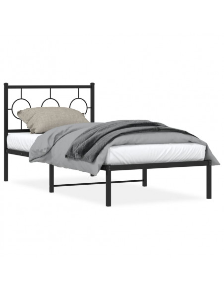 Giroletto con Testiera in Metallo Nero 90x190 cm