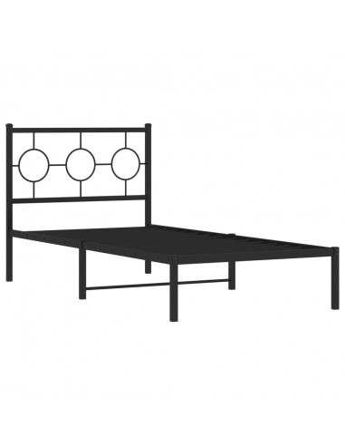 Giroletto con Testiera in Metallo Nero 90x190 cm