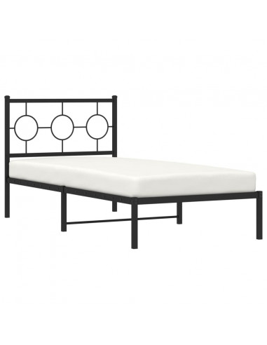 Giroletto con Testiera in Metallo Nero 90x190 cm