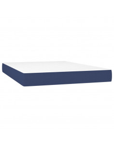 Letto a Molle con Materasso e LED Blu 140x200 cm in Tessuto