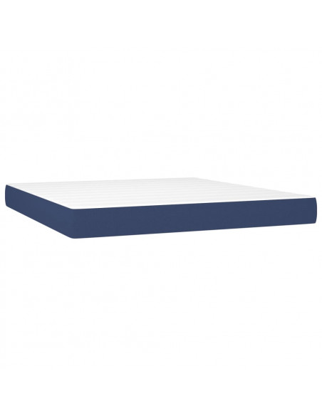 Letto a Molle con Materasso e LED Blu 160x200 cm in Tessuto