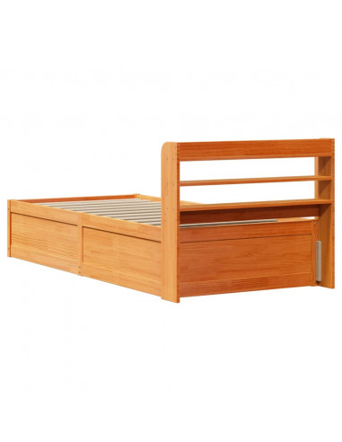 Giroletto con Testiera Marrone Cera 75x190 cm Massello Pino