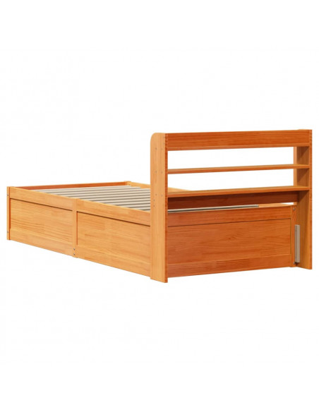 Giroletto con Testiera Marrone Cera 75x190 cm Massello Pino