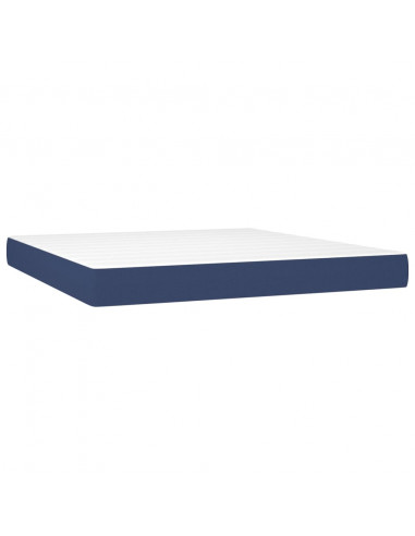 Letto a Molle con Materasso e LED Blu 180x200 cm in Tessuto