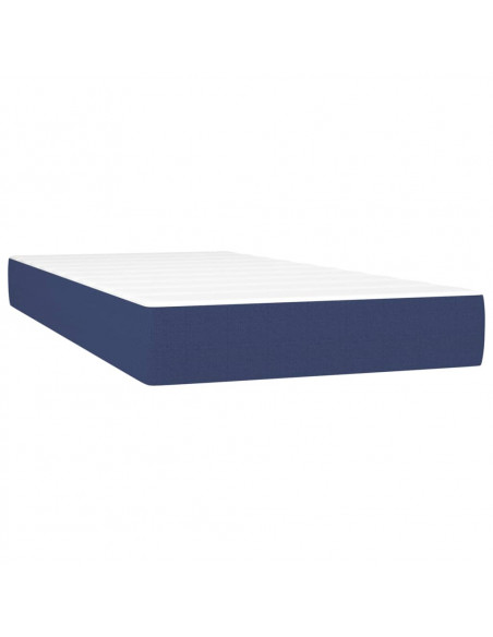 Letto a Molle con Materasso e LED Blu 90x190 cm in Tessuto