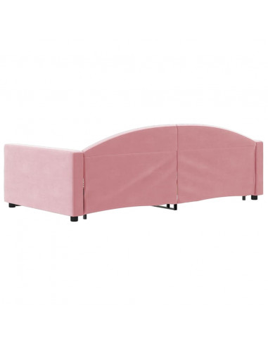 Divano Letto Estraibile con Cassetti Rosa 90x200 cm Velluto