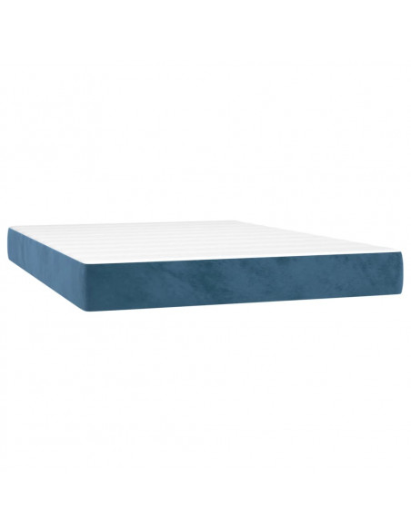 Letto a Molle con Materasso e LED Blu Scuro 140x190 cm