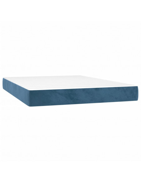 Letto a Molle con Materasso e LED Blu Scuro 140x190 cm