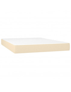 Letto a Molle con Materasso e LED Crema 140x190 cm in Tessuto
