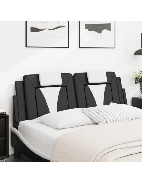 Cuscino Testiera Nero e Bianco 140 cm in Similpelle