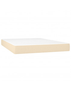Letto a Molle con Materasso e LED Crema 140x190 cm in Tessuto