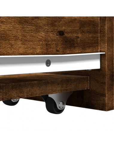 Armadietto da Bagno Stretto con Ruote Rovere Fumo in Truciolato