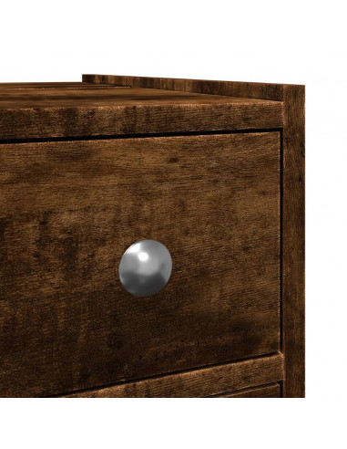 Armadietto da Bagno Stretto con Ruote Rovere Fumo in Truciolato