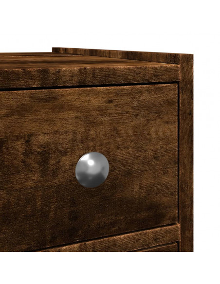 Armadietto da Bagno Stretto con Ruote Rovere Fumo in Truciolato
