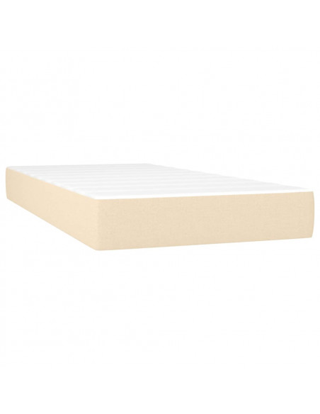 Letto a Molle con Materasso e LED Crema 90x200 cm in Tessuto
