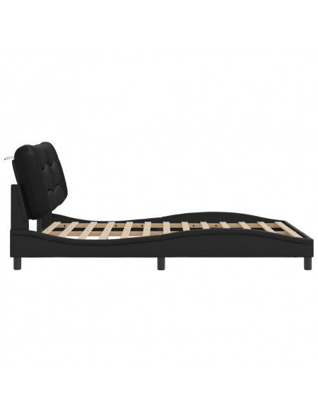 Giroletto con Testiera Nero 140x190 cm in Similpelle
