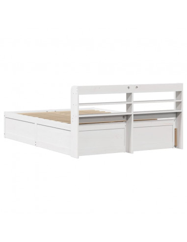 Giroletto con Testiera Bianco 150x200 cm Legno Massello di Pino